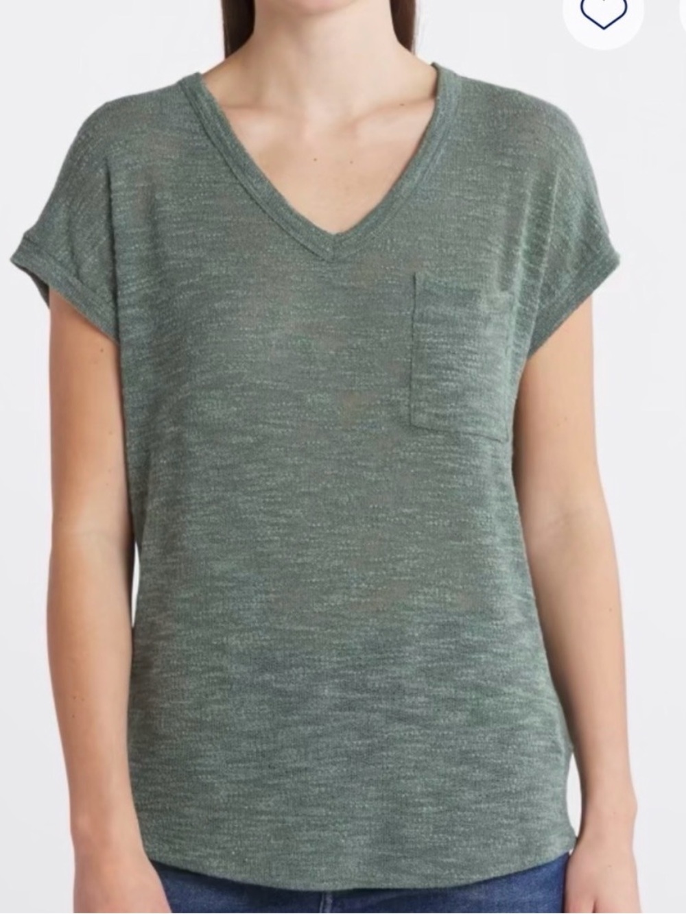 Pink Clover V-Neck Tank Top in Heathered Green